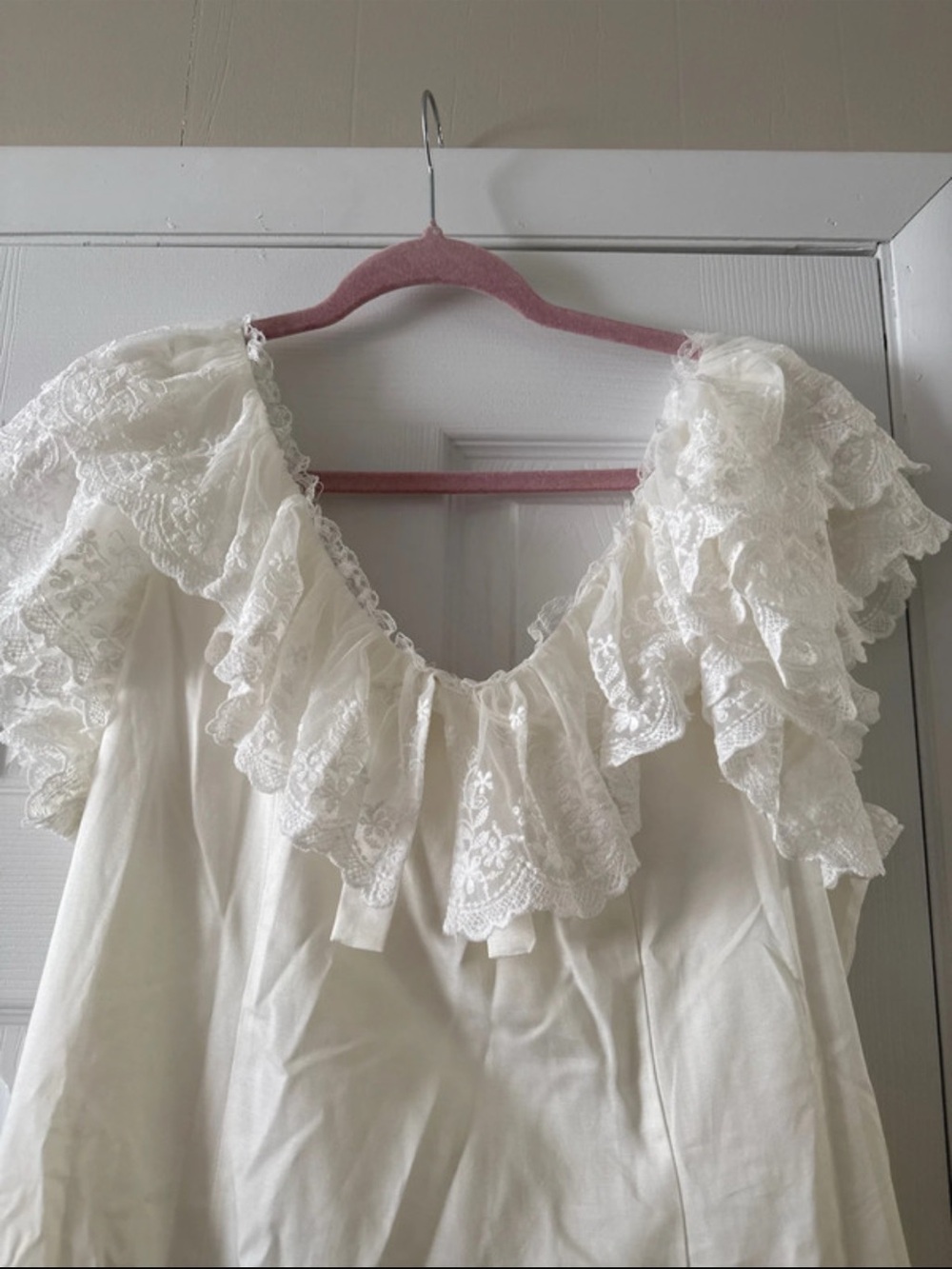 White Lace Ruffle Midi Dress - Brand ZOCO